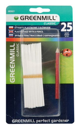 Етикети за разсад и растения - 10 см - 25 броя + молив - 