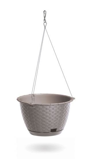 Hanging flower pot with saucer - Ratolla - 24 cm - Mocca