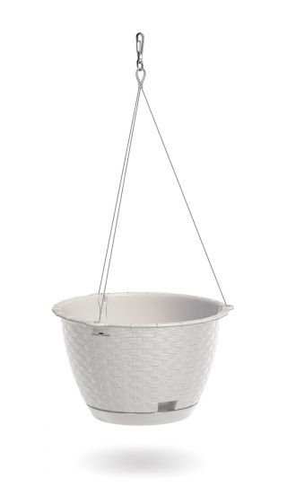 Hanging flower pot with saucer - Ratolla - 24 cm - White