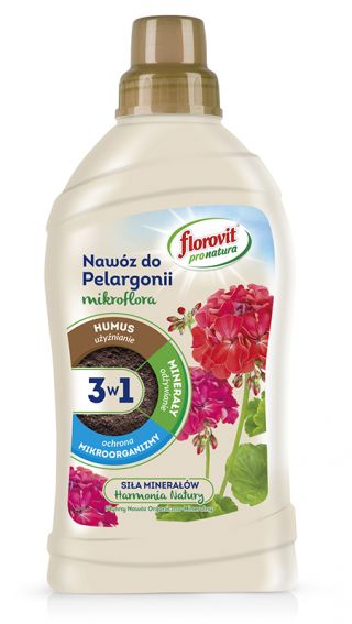 Geraniumgödselmedel 3-i-1 - gödslar, ger näring och skyddar - Pro Natura - Florovit® - 1 l - 