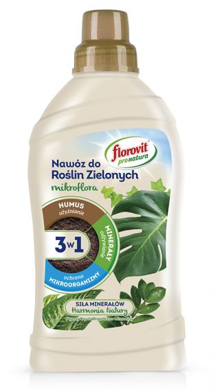 Roheliste taimede väetis 3-ühes - väetab, toidab ja kaitseb- Pro Natura - Florovit® - 1 l - 