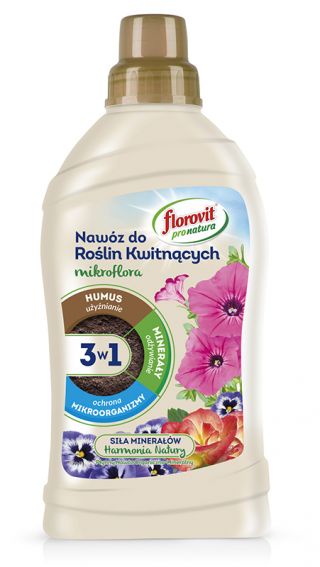 Virágos növényi műtrágya 3 az 1-ben - trágyáz, táplál és véd - Pro Natura - Florovit® - 1 l - 