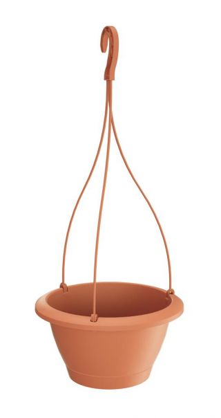 「Respana W」受け皿付き丸型吊り植木鉢-23.5 cm-テラコッタ色 - 