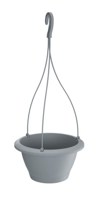 「Respana W」受け皿付き丸型吊り下げ植木鉢-23.5 cm-ストーングレー - 