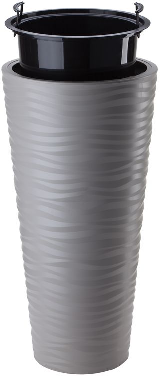 Macetero redondo alto resistente a las heladas "Sahara slim" - 35 cm - gris claro - 