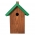 خانه پرنده برای جوانان ، گنجشک ها و جواهرات - قهوه ای با سقف سبز - 