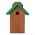 Vægmonteret fuglehus til bryster, spurve og nuthatches - brunt med grønt tag - 