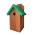 Стенна къщичка за птици за цици, врабчета и орехи - кафява със зелен покрив - 