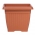 "Terra" outdoor square planter 15 cm with a saucer - terracotta-coloured
