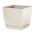 Vaso quadrato con piattino - Coubi - 21 cm - Crema - 