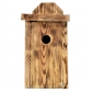 Vogelhaus für Meisen, Spatzen und Fliegenfänger - zur Wandmontage - verkohltes Holz - 