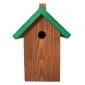 Casă de păsări pentru țâțe, vrăbii și nuci - maro cu acoperiș verde - 