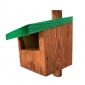 Birdhouse para redstarts, melros, piscos de peito vermelho e falcões - marrom com telhado verde - 