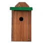 Birdhouse pro prsa, vrabce a flycatchery - k montáži na zdi - hnědá se zelenou střechou - 
