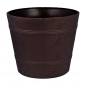 "Elba" round wood grain plant pot casing - 15 cm - brown