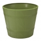 "Elba" round wood grain plant pot casing - 17 cm - olive-green