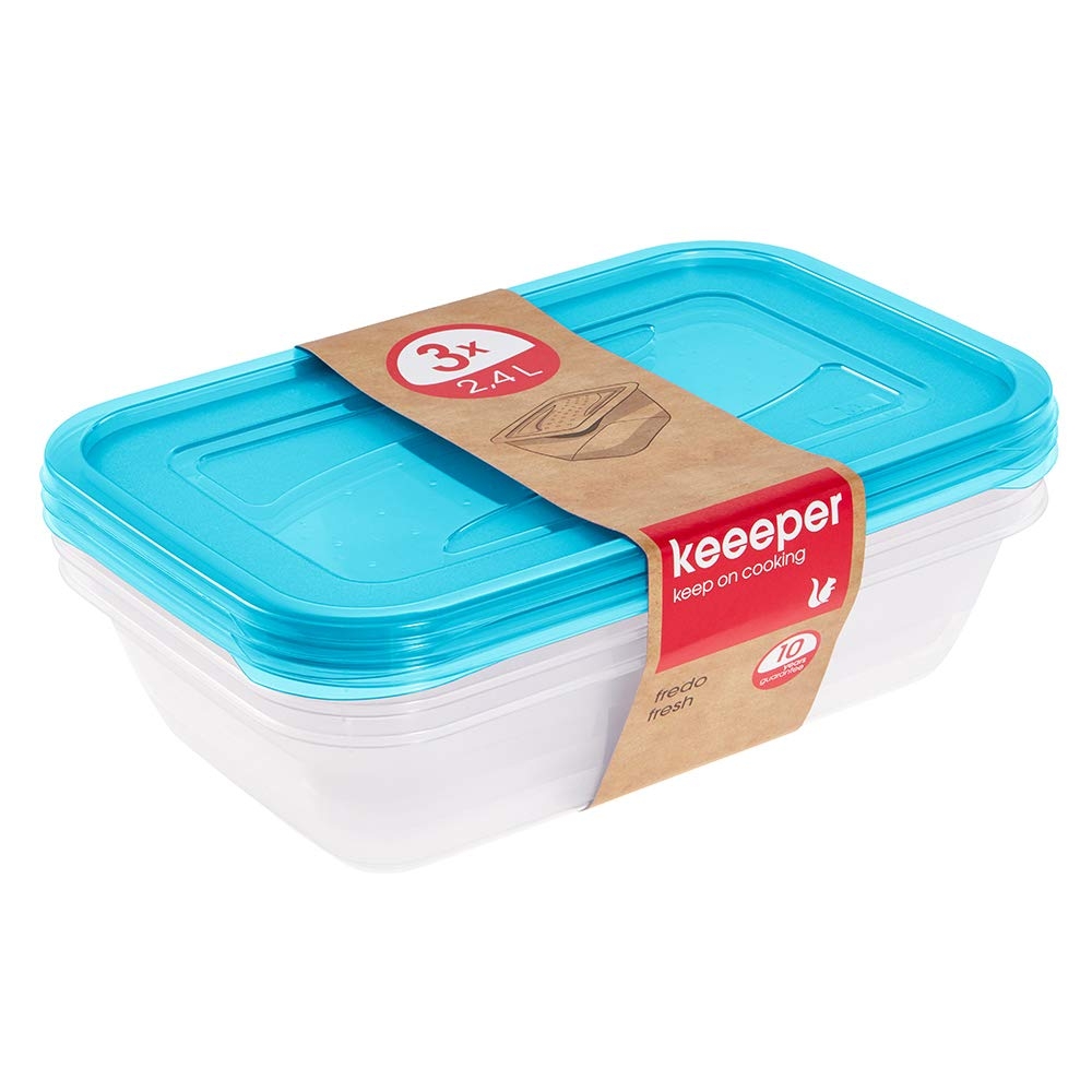 Három téglalap alakú élelmiszer doboz - Fredo "Fresh" - 3 x 2,4 liter -  friss kék - – Garden Seeds Market | Ingyenes szállítás