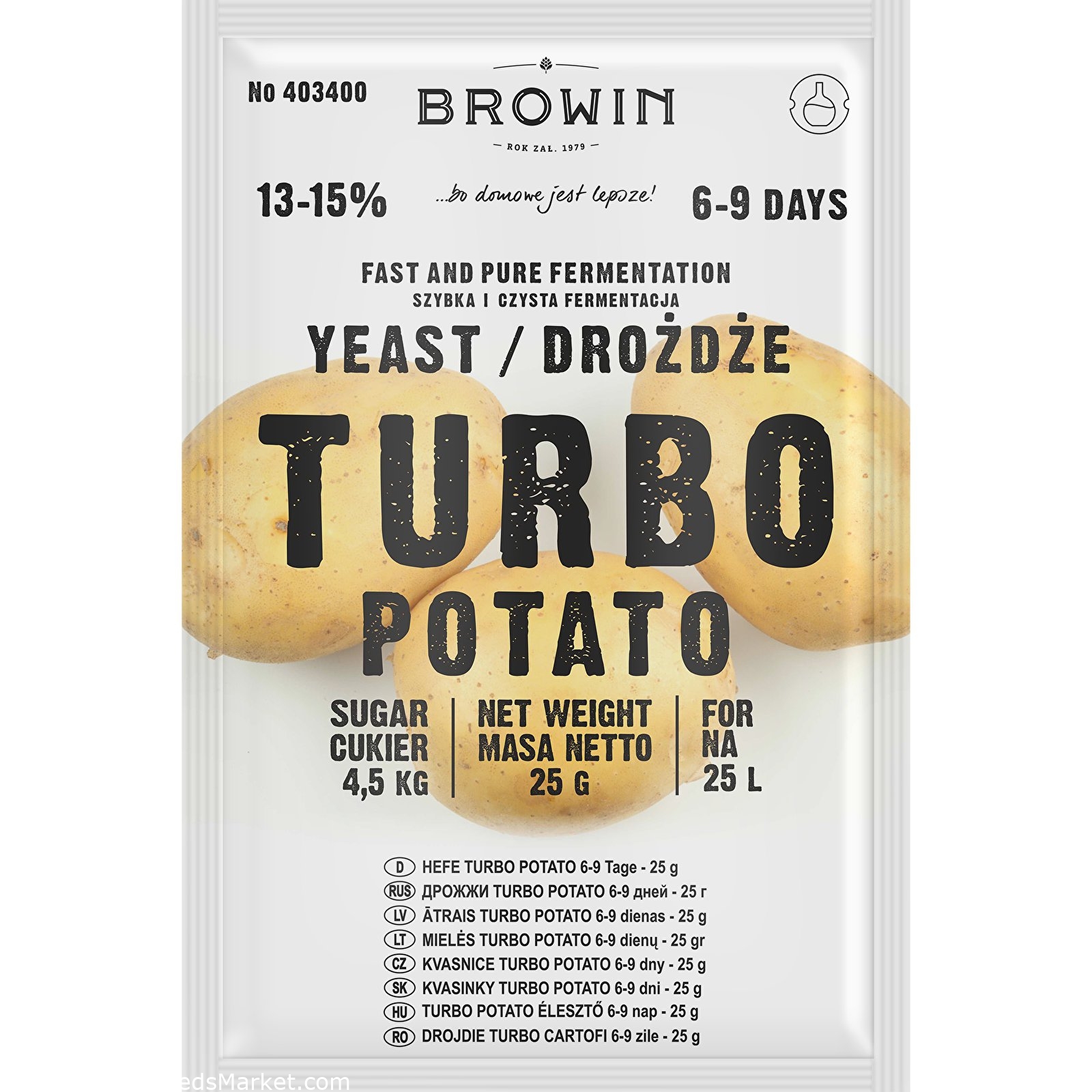 Levure de distillerie Turbo - Pomme de terre - 25 g - – Garden Seeds Market  | Livraison gratuite