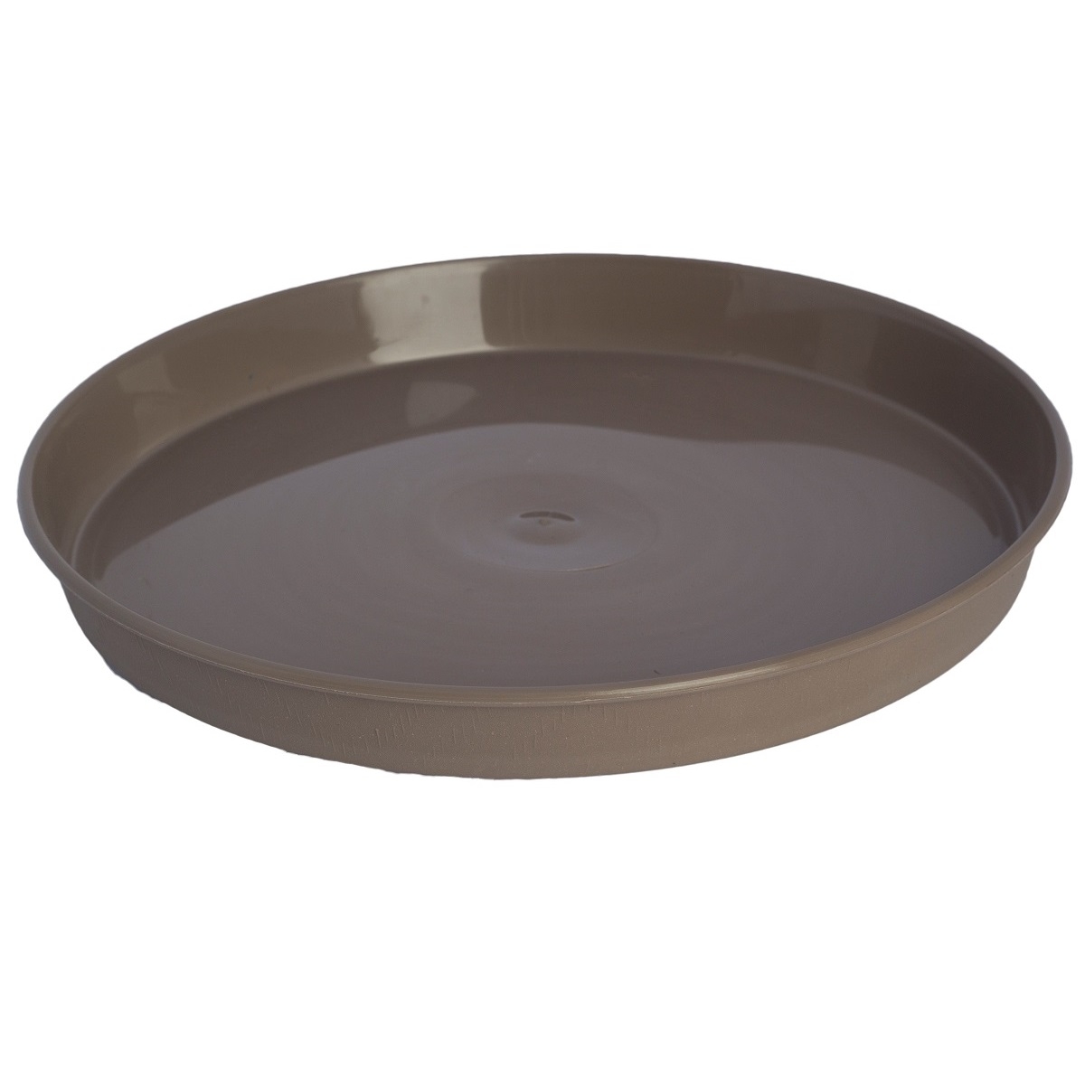 "Elba" round wood grain pot casing with a saucer 17 cm greybeige