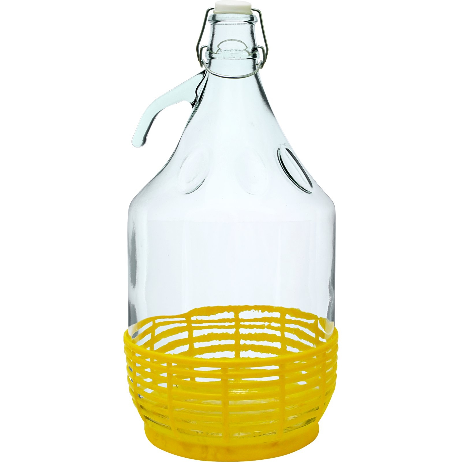 "Dama" carboy, demijohn with a metal lock and a basket 5 litres