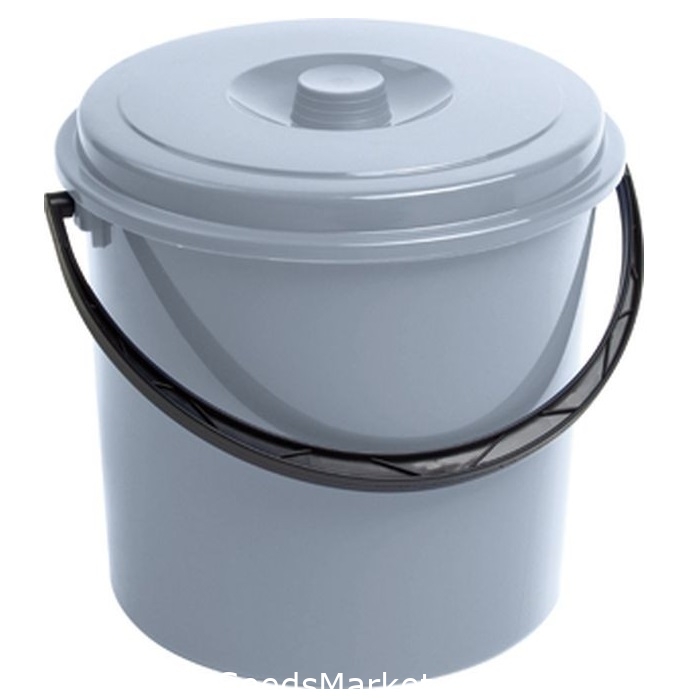 Kulatý kbelík s víkem, koš - 16 litrů - šedý - – Garden Seeds Market |  Doprava zdarma