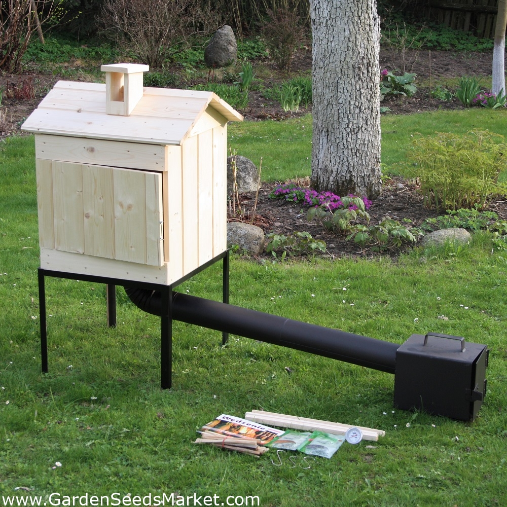 Fumoir de jardin en bois - 50 x 50 x 50 cm - bois brut - KIT FUMEUR ...