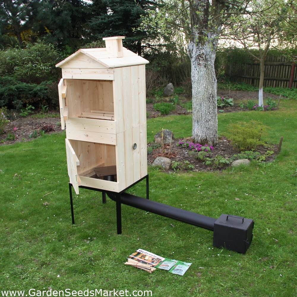 Fumoir de jardin en bois deux chambres 50 x 50 x 100 cm bois brut