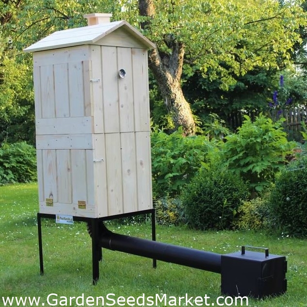 Medinė sodo rūkykla - dvi kameros - 50 x 50 x 120 cm - žalia mediena -  RŪKYMO RINKINYS - – Garden Seeds Market | Nemokamas pristatymas