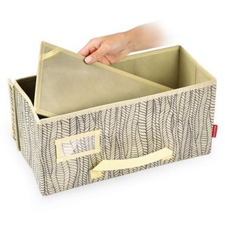 Škatla za shranjevanje oblačil - FANCY HOME - 40 x 18 x 20 cm - kremno bela  - – Garden Seeds Market | Brezplačna dostava