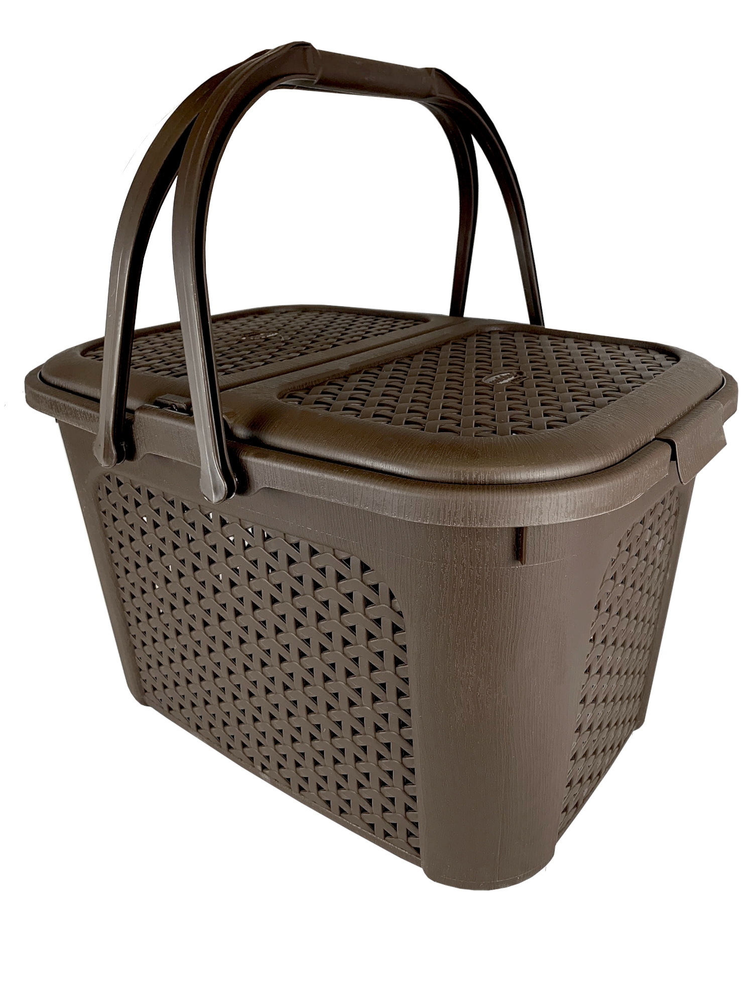 Правоъгълна кошница за пикник с дръжка и капак - 28 л - ратан - – Garden  Seeds Market | Безплатна доставка